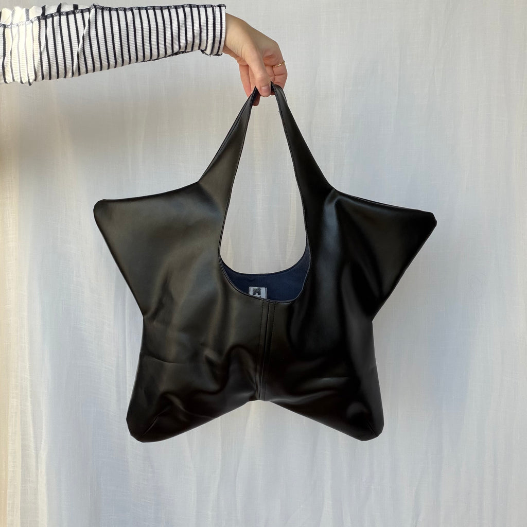 sac de star - similicuir noir et bleu/gris